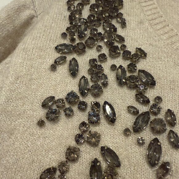 Loft cream puff-sleeved sweater with rhinestone accents -- XL - Picture 3 of 5